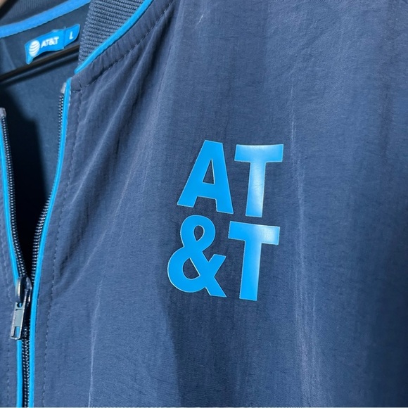 AT&T Employee Men Jacket Large Blue Windbreaker Uniform Full Zip Coat - Picture 2 of 12